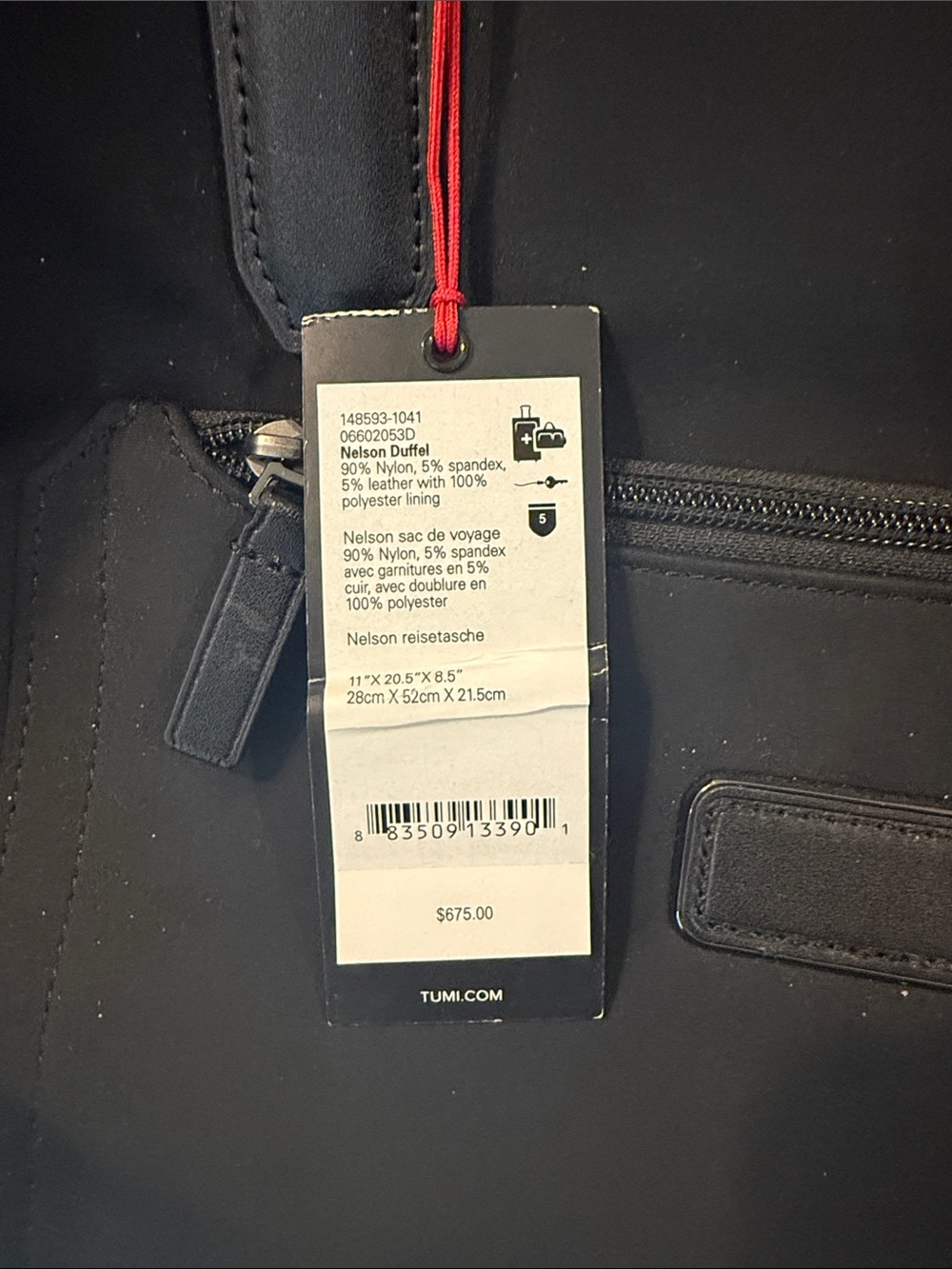 NWT Tumi Black Harrison Duffel with Leather Trim - Picture 5 of 7
